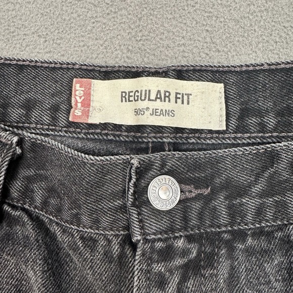 Vintage Levis 505 Regular Fit Jeans Men's‎ 36x29 Washed Black USA Made 2003 Y2K - Picture 3 of 12